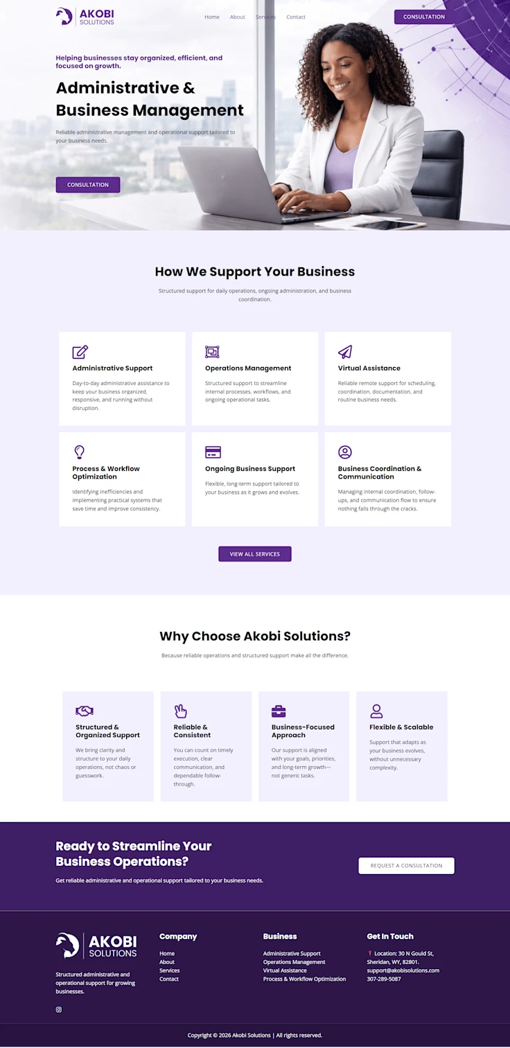 Akobi Solutions business website design