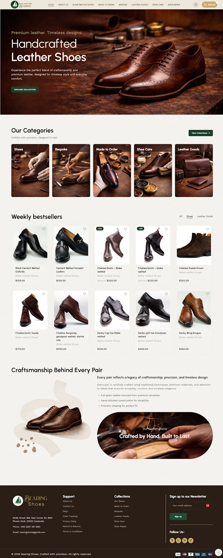 BearingShoes luxury footwear ecommerce website